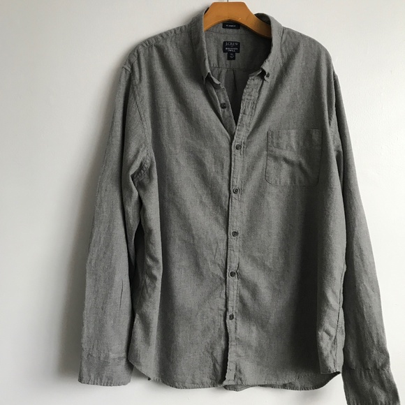 J Crew Brushed Twill Gray Button Shirt Mens XL - Picture 1 of 10